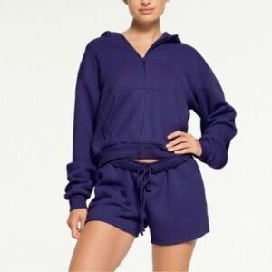 SKIMS cotton fleece classic zip up hoodie